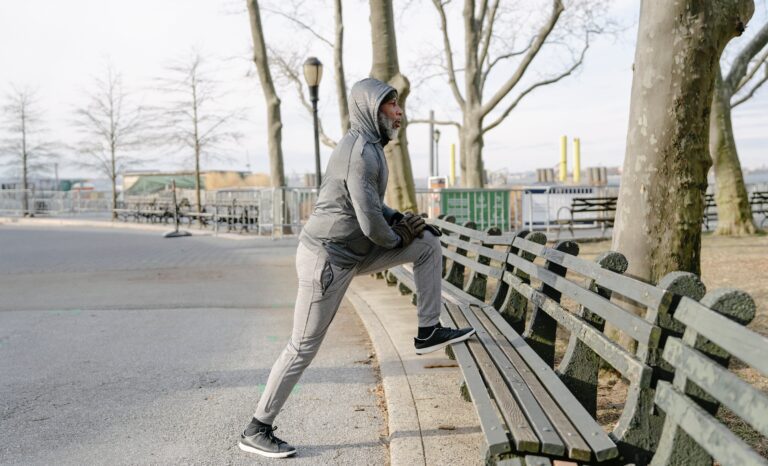 person stretching