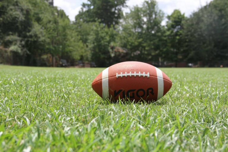 football placed on a grass field