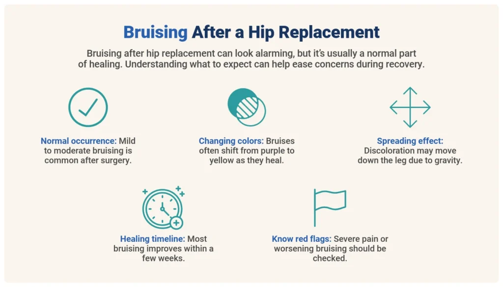 illustration explaining bruising after hip replacement